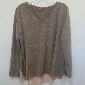 SJS women’s Long Sleeve Tunic Blouse Top Pink plus 1x heather knit sweater brown